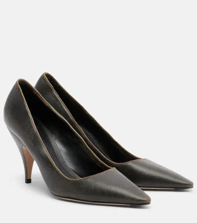 The Row Liisa Three Leather Pumps In Animal Print