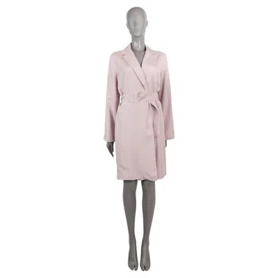 Pre-owned The Row Lilac Silk Belted Coat Jacket M In Gray