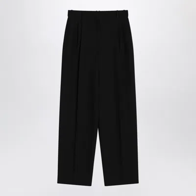 The Row Lilas Trousers In Black Wool And Linen