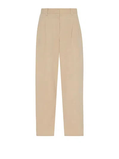 The Row Lilas Light Khaki Cotton And Linen Trousers