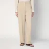 The Row Lilas Light Khaki Cotton And Linen Trousers In Green