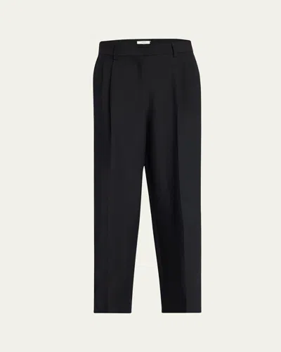 The Row Lilas Pleated Straight-leg Pants In Black