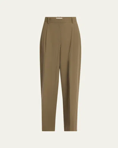 The Row Lilas Pleated Tapered Pants In Khaki