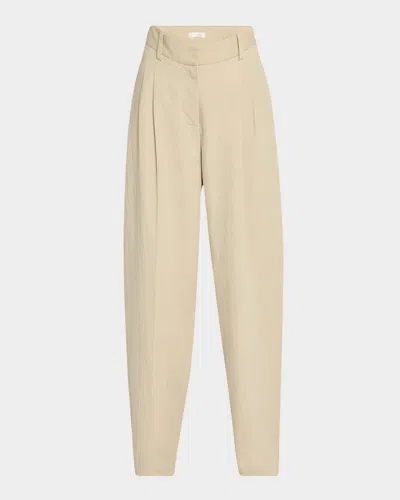 The Row Lilas Pleated Wide-leg Cotton-linen Pants In Light Khaki