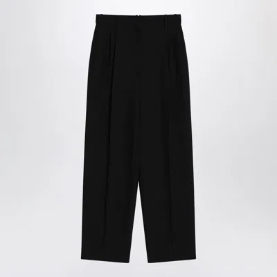 The Row Lilas Trousers In Black Wool And Linen