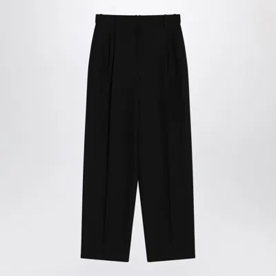 The Row Lilas Trousers In Black Wool And Linen