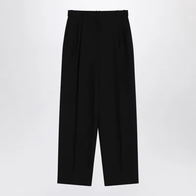 The Row Lilas Trousers In Black Wool And Linen