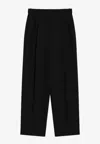 The Row Lilas Trousers In Black Wool And Linen In Black