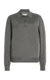 The Row Lilienne Silk Knit Polo Top In Gray