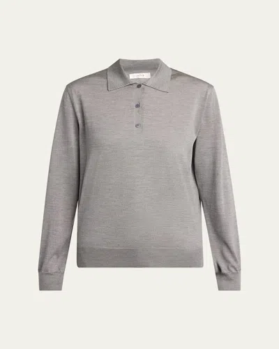 The Row Lilienne Silk Polo Sweater In Black