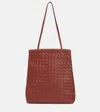 The Row Lilou Woven Shoulder Bag In Vintage Leather In Brown