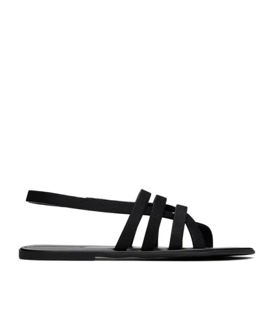 The Row Line Flat Sandals In Black