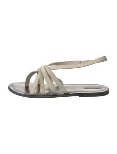 Pre-owned The Row Line Leather Slides In Neutral