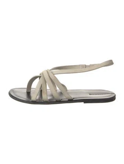 Pre-owned The Row Line Leather Slides In Neutral