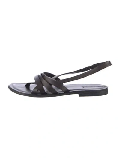 Pre-owned The Row Line Leather Slingback Sandals In Brown