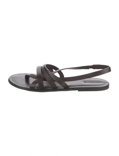Pre-owned The Row Line Leather Slingback Sandals In Brown