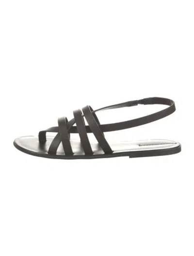 Pre-owned The Row Line Leather Slingback Sandals In Gray