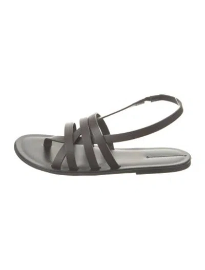 Pre-owned The Row Line Leather Slingback Sandals In Gray