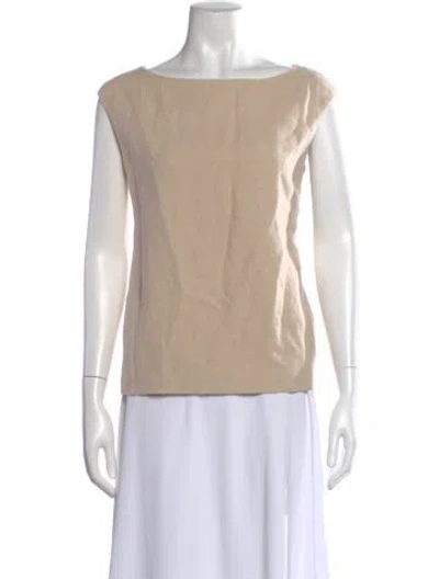 Pre-owned The Row Linen Bateau Neckline Top In Neutral