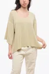 The Row Linen Falexis Top With 3/4 Sleeves In Beige