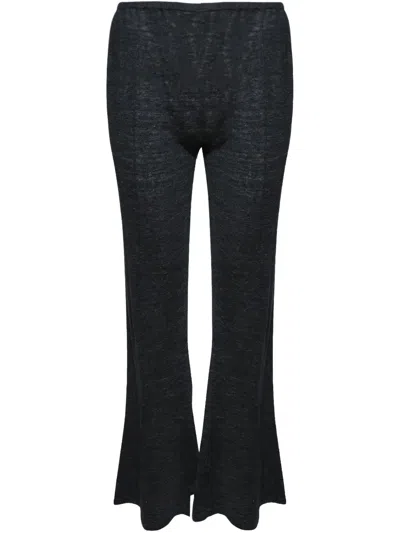 The Row Linen Flared Trousers In Blue