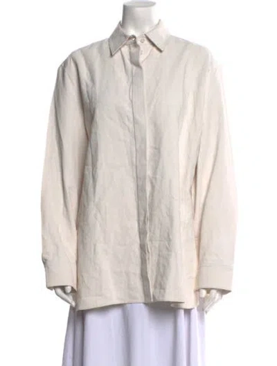 Pre-owned The Row Linen Long Sleeve Tunic In White