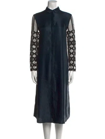 Pre-owned The Row Linen Midi Length Dress In Blue