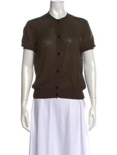 Pre-owned The Row Linen Open Front Sweater In Green