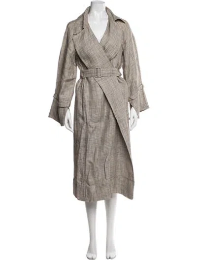 Pre-owned The Row Linen Plaid Print Trench Coat In Neutral