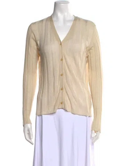 Pre-owned The Row Linen V-neck Sweater In Neutral
