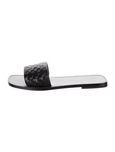 Pre-owned The Row Link Leather Slides In Black