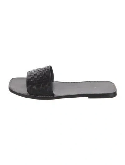 Pre-owned The Row Link Leather Slides In Black