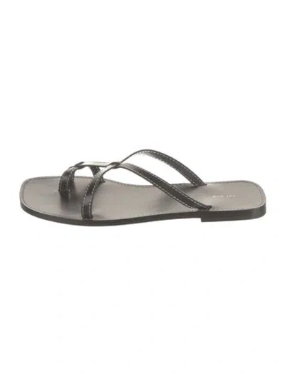 Pre-owned The Row Link Leather Slides In Gray