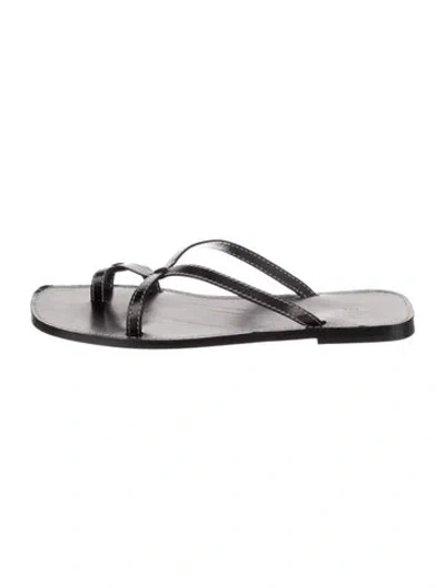 Pre-owned The Row Link Sandal Leather Slides In Black