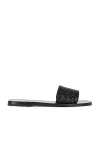 The Row Woven Leather Slide Sandal In Black