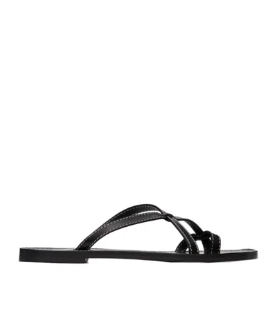 The Row Link Square Toe Slippers In Black