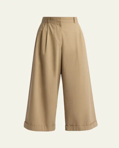 The Row Lior Cotton & Cashmere Wide-leg Pants In Brown