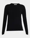 The Row Navy Blue Solid Crew Neck Sweater In Black