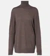 The Row Lizzy Cashmere Turtleneck Sweater In Brown