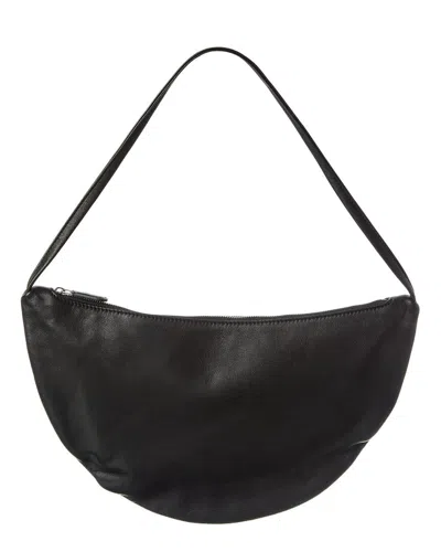 The Row Lizzy Small Leather Hobo Bag In Black