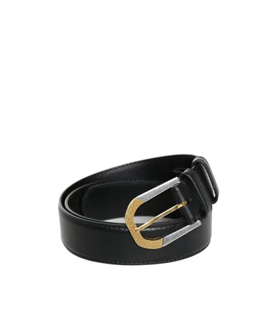 The Row Engraved Leather Belt In Black