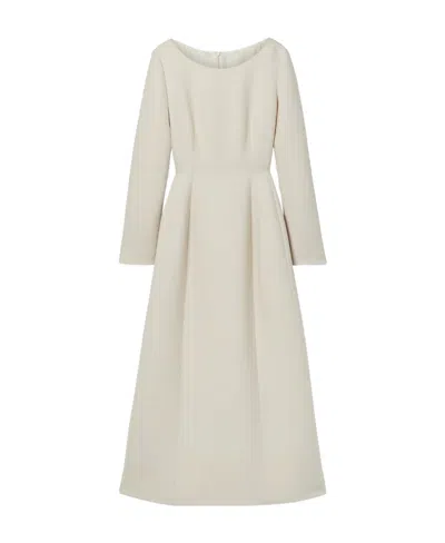 The Row Logo Collar Wool Silk Blend Mid-length Dress In Brown