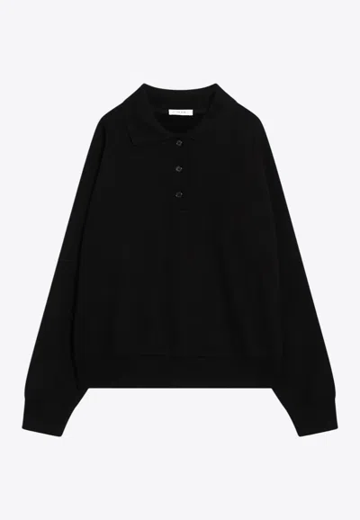 The Row Logo Embroidered Polo Sweater