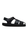 The Row Logo Flat Sandals In Black