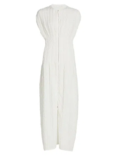 The Row Logo Front Zipper Knitted Pattern Dress In White