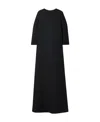 The Row Logo Long-sleeved Wool Silk Blend Dress In Black