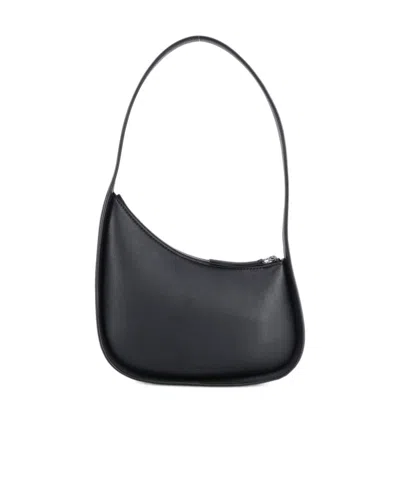 The Row Half Moon Black Leather Bag In Black Pld