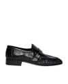 The Row Soft Leather Flat Loafers In Black