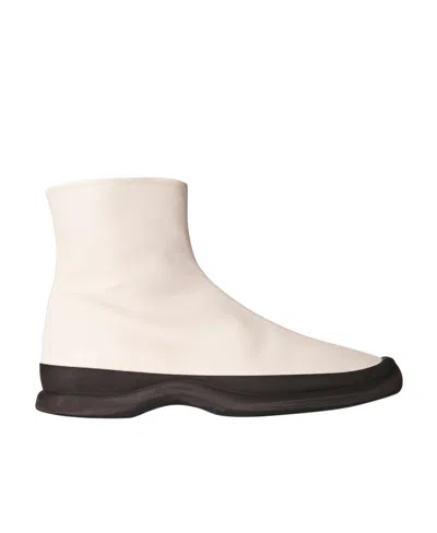 The Row Logo Square-toed Short Boots In Multi