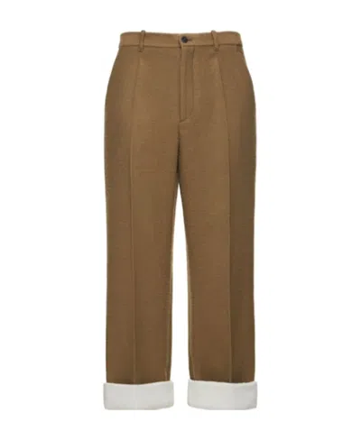 The Row Logo Straight Casual Pants In Brown